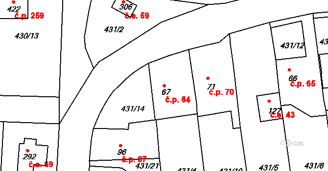 Mlékojedy 64, Neratovice na parcele st. 67 v KÚ Mlékojedy u Neratovic, Katastrální mapa