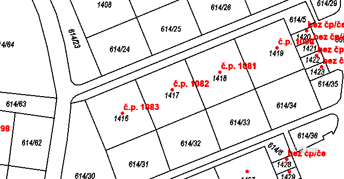Neratovice 1082 na parcele st. 1417 v KÚ Neratovice, Katastrální mapa