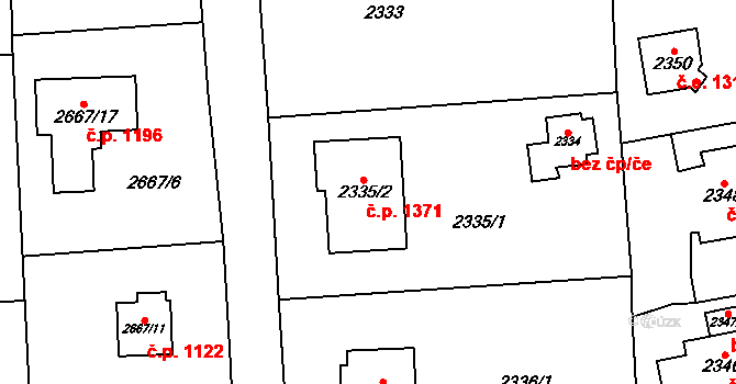 Černošice 1371 na parcele st. 2335/2 v KÚ Černošice, Katastrální mapa