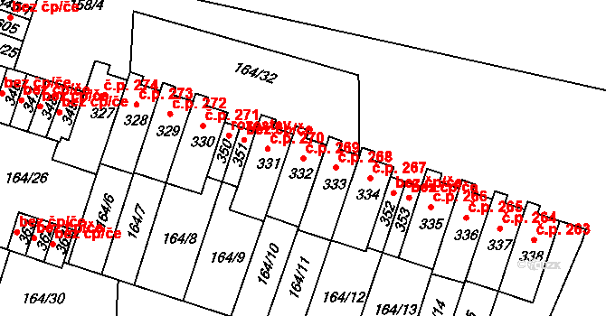 Středokluky 269 na parcele st. 332 v KÚ Středokluky, Katastrální mapa