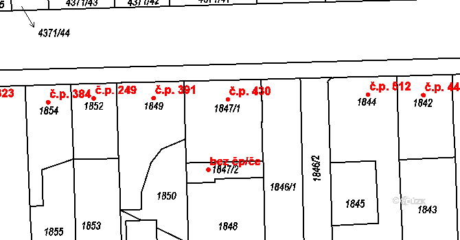 Veselí nad Lužnicí II 430, Veselí nad Lužnicí na parcele st. 1847/1 v KÚ Veselí nad Lužnicí, Katastrální mapa