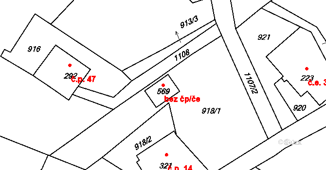 Maršovice 77959191 na parcele st. 569 v KÚ Maršovice u Jablonce nad Nisou, Katastrální mapa
