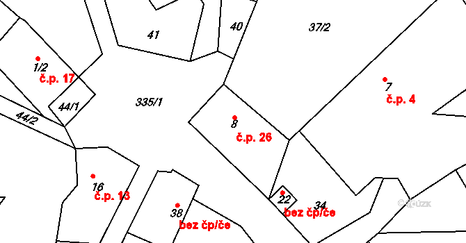 Opatovice 26, Světlá nad Sázavou na parcele st. 8 v KÚ Opatovice u Světlé nad Sázavou, Katastrální mapa