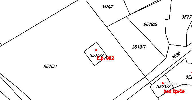 Lazy 882, Orlová na parcele st. 3515/2 v KÚ Lazy u Orlové, Katastrální mapa