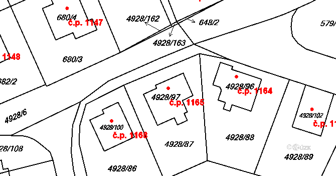 Zábřeh 1165 na parcele st. 4928/97 v KÚ Zábřeh na Moravě, Katastrální mapa