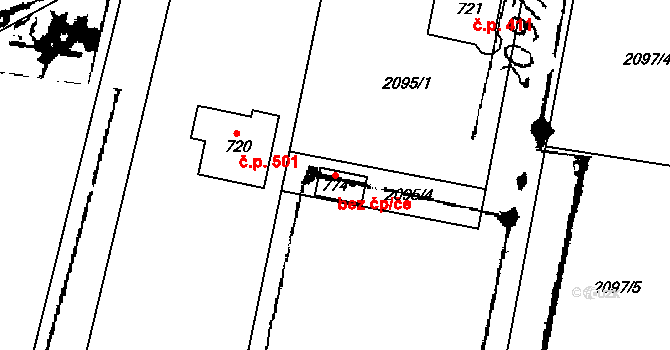 Třebenice 82182191 na parcele st. 774 v KÚ Třebenice, Katastrální mapa