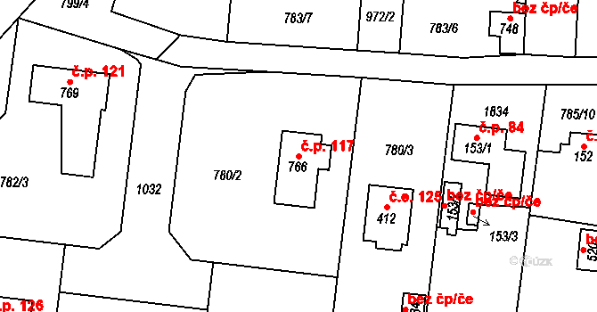 Halouny 117, Svinaře na parcele st. 766 v KÚ Svinaře, Katastrální mapa