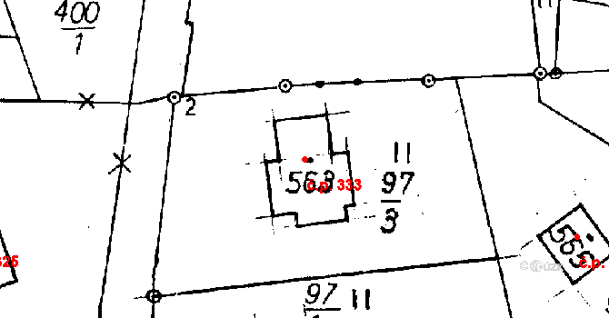 Jeřmanice 333 na parcele st. 563 v KÚ Jeřmanice, Katastrální mapa