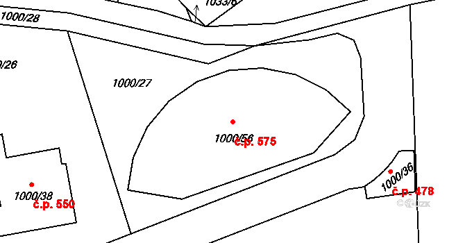 Velká Chuchle 575, Praha na parcele st. 1000/56 v KÚ Velká Chuchle, Katastrální mapa