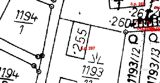 Bělčice 257 na parcele st. 254 v KÚ Bělčice, Katastrální mapa