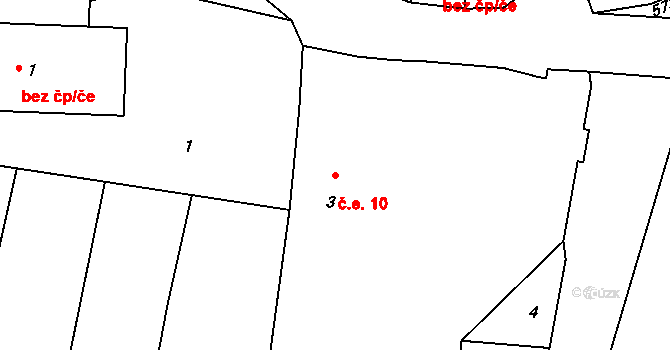 Robčice 10, Kozojedy na parcele st. 3 v KÚ Robčice, Katastrální mapa