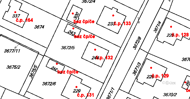 Kozojedy 132 na parcele st. 244 v KÚ Kozojedy u Kralovic, Katastrální mapa
