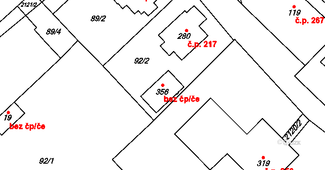 Bohdalov 91199191 na parcele st. 356 v KÚ Bohdalov, Katastrální mapa