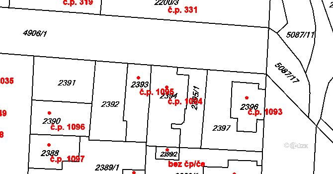 Louny 1094 na parcele st. 2394 v KÚ Louny, Katastrální mapa