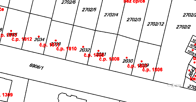 Žatec 1808 na parcele st. 2031 v KÚ Žatec, Katastrální mapa