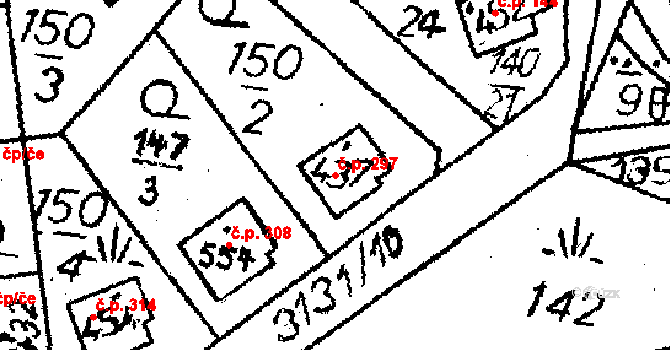 Havlíčkova Borová 297 na parcele st. 437 v KÚ Havlíčkova Borová, Katastrální mapa