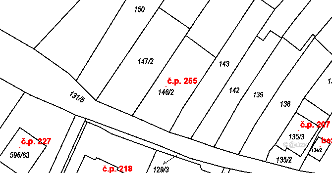 Královopolské Vážany 255, Rousínov na parcele st. 146/2 v KÚ Královopolské Vážany, Katastrální mapa