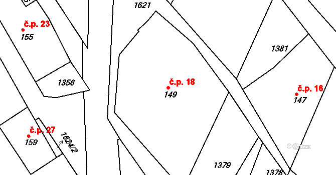 Lipiny 18, Bolehošť na parcele st. 149 v KÚ Bolehošť, Katastrální mapa