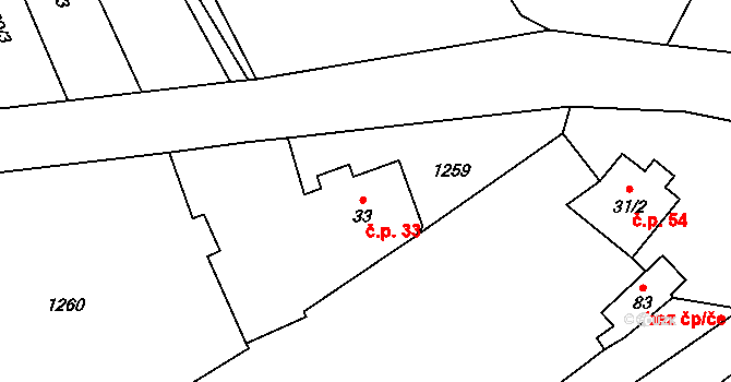 Libákovice 33, Řenče na parcele st. 33 v KÚ Libákovice, Katastrální mapa