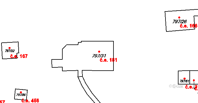Oslnovice 181 na parcele st. 797/31 v KÚ Oslnovice, Katastrální mapa