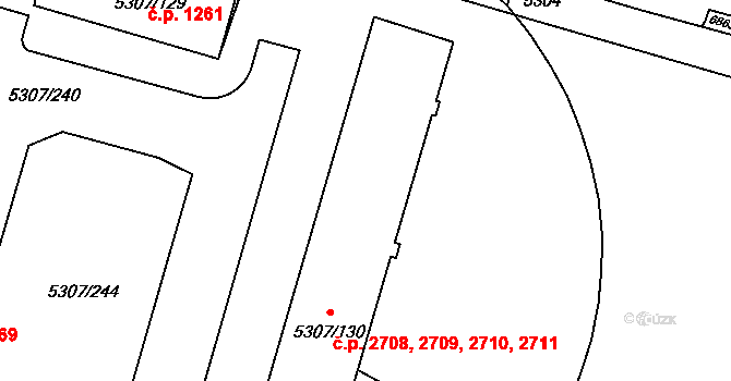 Přerov I-Město 2708,2709,2710,2711, Přerov na parcele st. 5307/130 v KÚ Přerov, Katastrální mapa