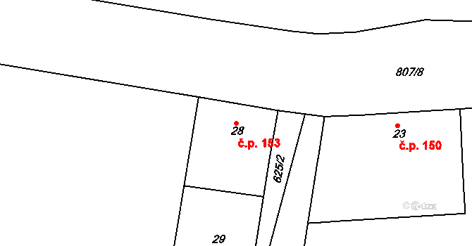 Sedlec 153, Kutná Hora na parcele st. 28 v KÚ Sedlec u Kutné Hory, Katastrální mapa