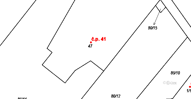 Týniště 41, Malešov na parcele st. 47 v KÚ Týniště u Malešova, Katastrální mapa