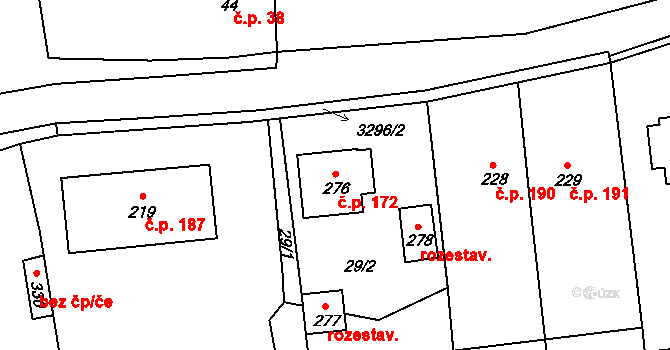 Olešnice 172 na parcele st. 276 v KÚ Olešnice u Trhových Svinů, Katastrální mapa