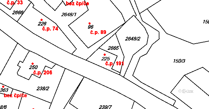 Libá 191 na parcele st. 225 v KÚ Libá, Katastrální mapa
