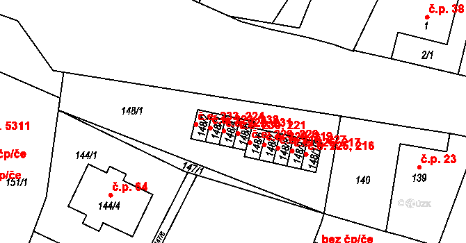 Hruškové Dvory 222,231, Jihlava na parcele st. 148/4 v KÚ Hruškové Dvory, Katastrální mapa