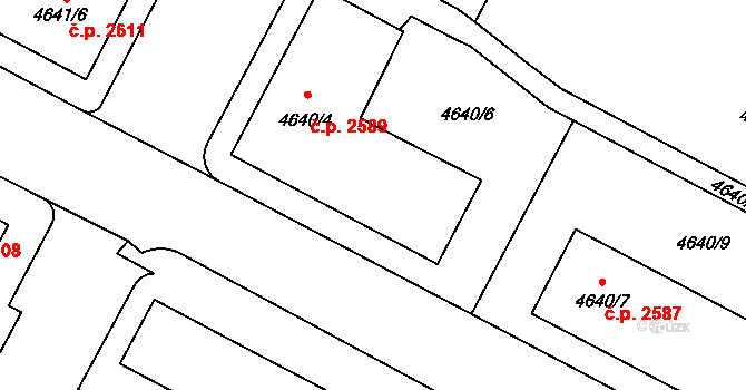 Jihlava 2589 na parcele st. 4640/4 v KÚ Jihlava, Katastrální mapa