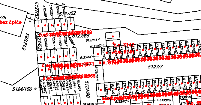 Jihlava 3139 na parcele st. 5127/49 v KÚ Jihlava, Katastrální mapa