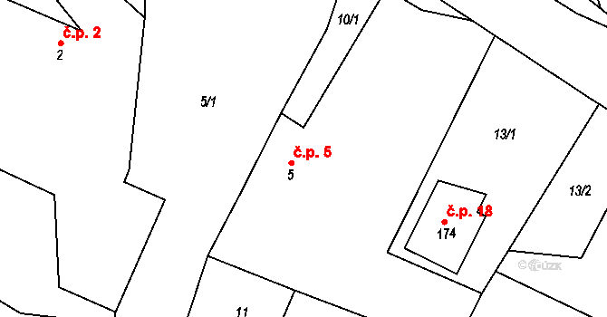 Suhrovice 5, Kněžmost na parcele st. 5 v KÚ Suhrovice, Katastrální mapa