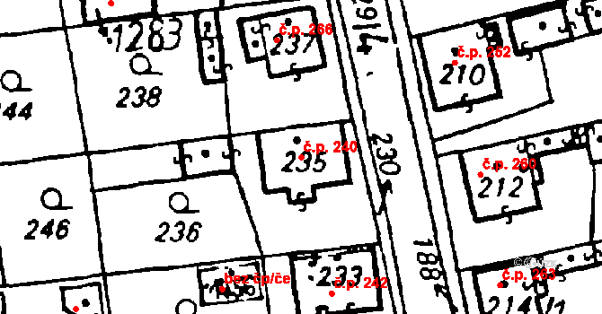 Volduchy 240 na parcele st. 235 v KÚ Volduchy, Katastrální mapa