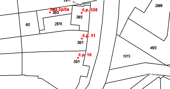 Bohdalice 11, Bohdalice-Pavlovice na parcele st. 38/1 v KÚ Bohdalice, Katastrální mapa