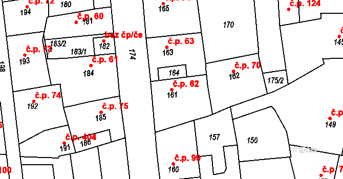 Švermov 62, Kladno na parcele st. 161 v KÚ Motyčín, Katastrální mapa