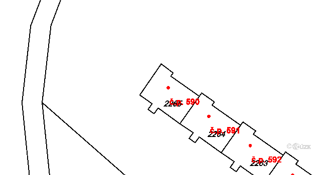 Mimoň I 590, Mimoň na parcele st. 2265 v KÚ Mimoň, Katastrální mapa