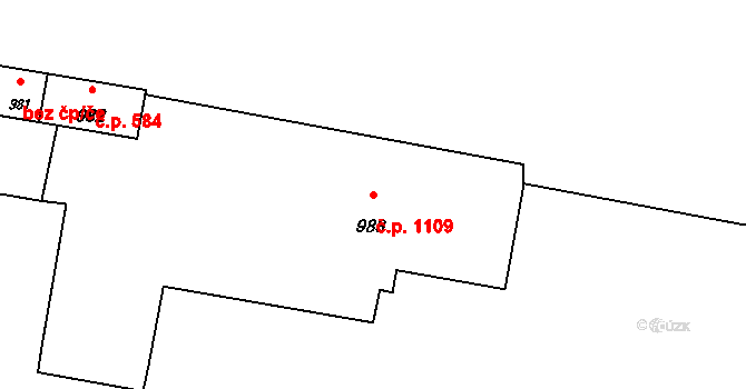 Zubří 1109 na parcele st. 983 v KÚ Zubří, Katastrální mapa