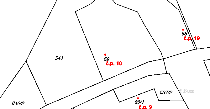 Vesec u Sobotky 10, Libošovice na parcele st. 59 v KÚ Vesec u Sobotky, Katastrální mapa