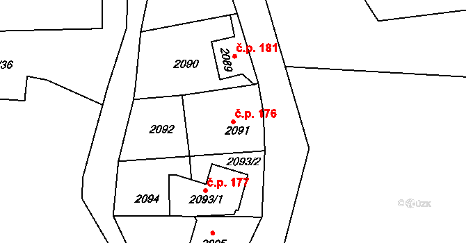 Ciboušov 176, Klášterec nad Ohří na parcele st. 2091 v KÚ Miřetice u Klášterce nad Ohří, Katastrální mapa