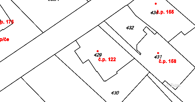 Vrbice 122, Bohumín na parcele st. 429 v KÚ Vrbice nad Odrou, Katastrální mapa