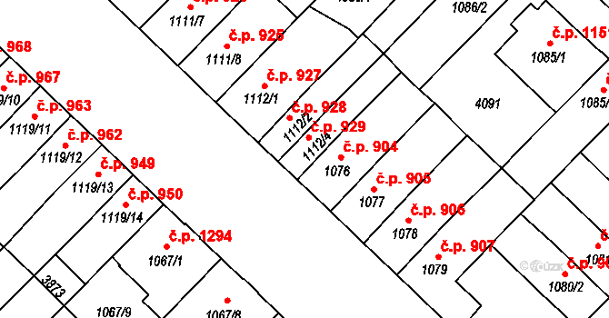 Břeclav 929 na parcele st. 1112/4 v KÚ Břeclav, Katastrální mapa