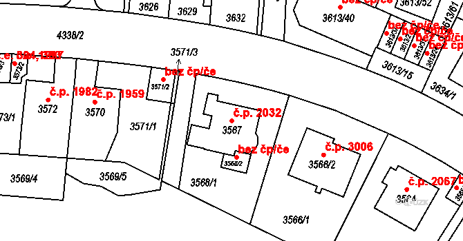 Teplice 2032 na parcele st. 3567 v KÚ Teplice, Katastrální mapa