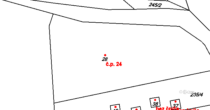 Ondřejovice 24, Janovice nad Úhlavou na parcele st. 28 v KÚ Ondřejovice u Janovic nad Úhlavou, Katastrální mapa