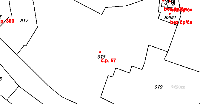 Liberec XV-Starý Harcov 57, Liberec na parcele st. 918 v KÚ Starý Harcov, Katastrální mapa