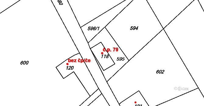 Minkovice 79, Šimonovice na parcele st. 118 v KÚ Minkovice, Katastrální mapa