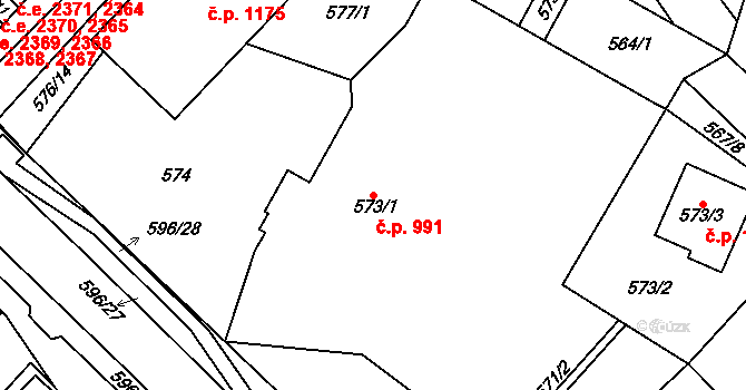 Bludovice 991, Havířov na parcele st. 573/1 v KÚ Bludovice, Katastrální mapa