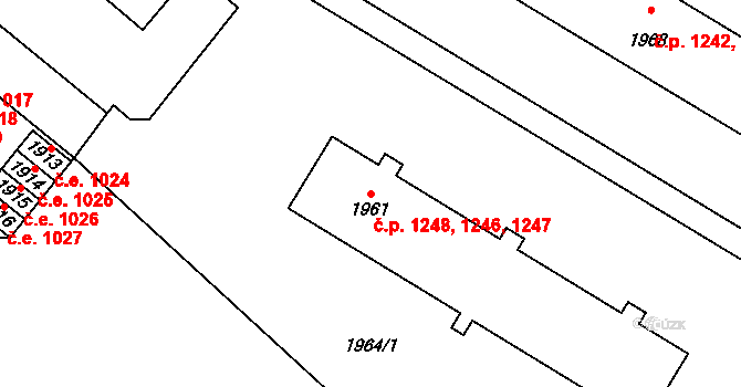 Město 1246,1247,1248, Havířov na parcele st. 1961 v KÚ Havířov-město, Katastrální mapa