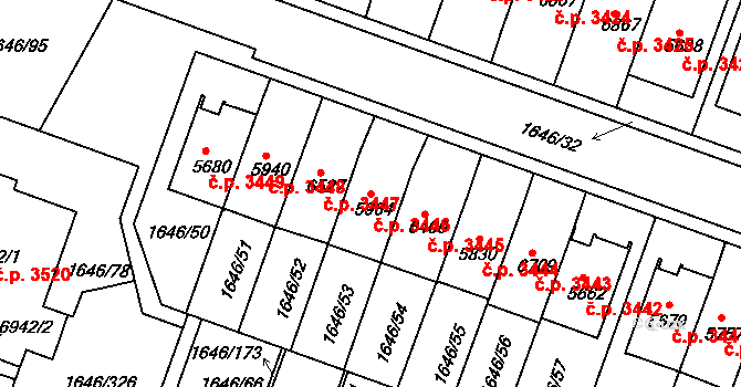 Havlíčkův Brod 3446 na parcele st. 5964 v KÚ Havlíčkův Brod, Katastrální mapa