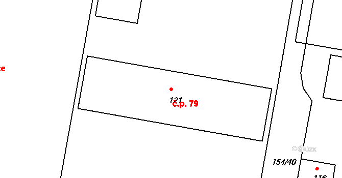 Málkov 79 na parcele st. 121 v KÚ Málkov u Chomutova, Katastrální mapa